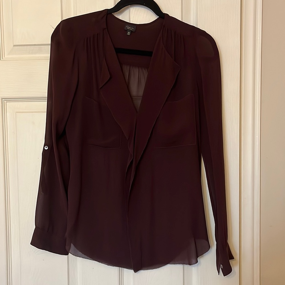 T. Babaton 100% Silk Burgundy Blouse